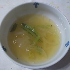 小松菜と玉葱の中華スープ